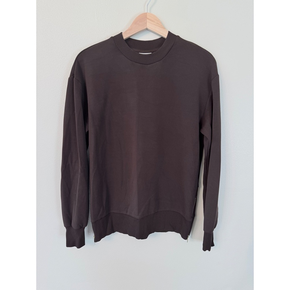 Varley Gabriella DoubleSoft Crewneck Sweatshirt Chocolate Brown XS Cozy - Picture 4 of 11